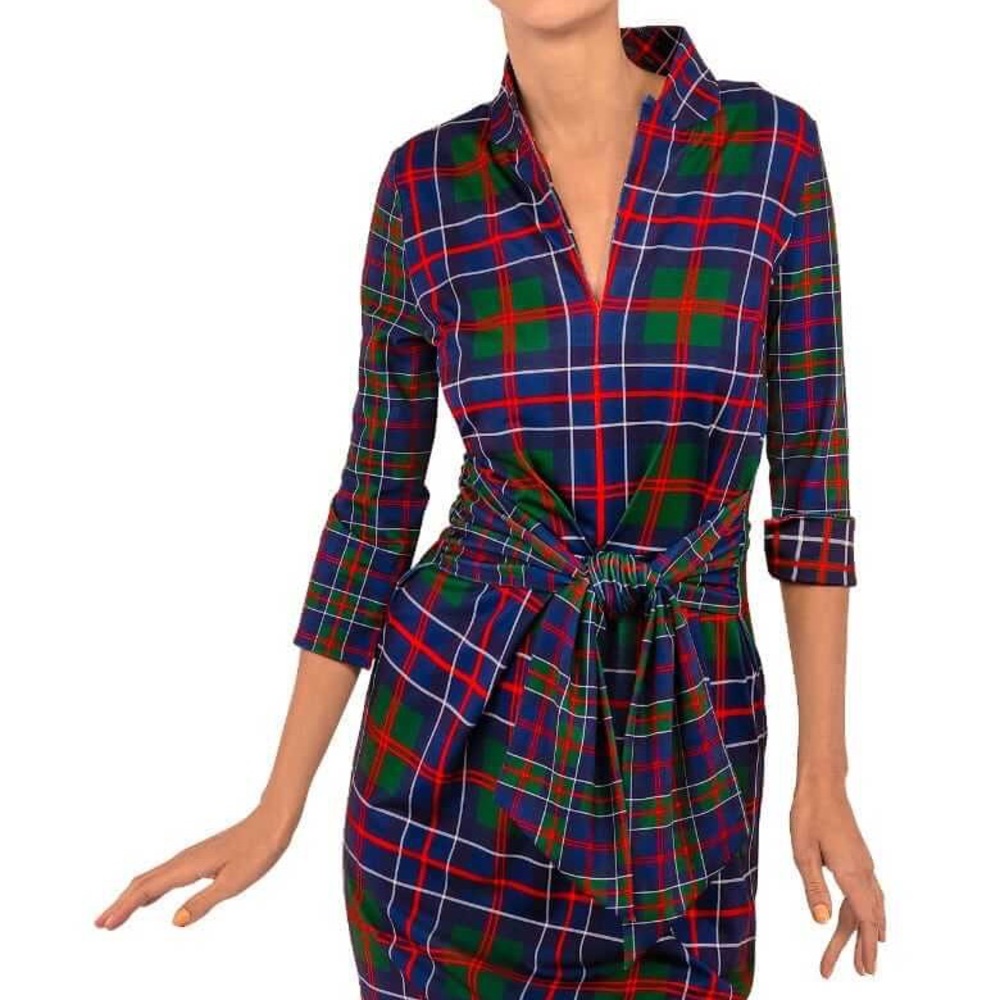 Gretchen Scott Designs Navy Plaid Dress